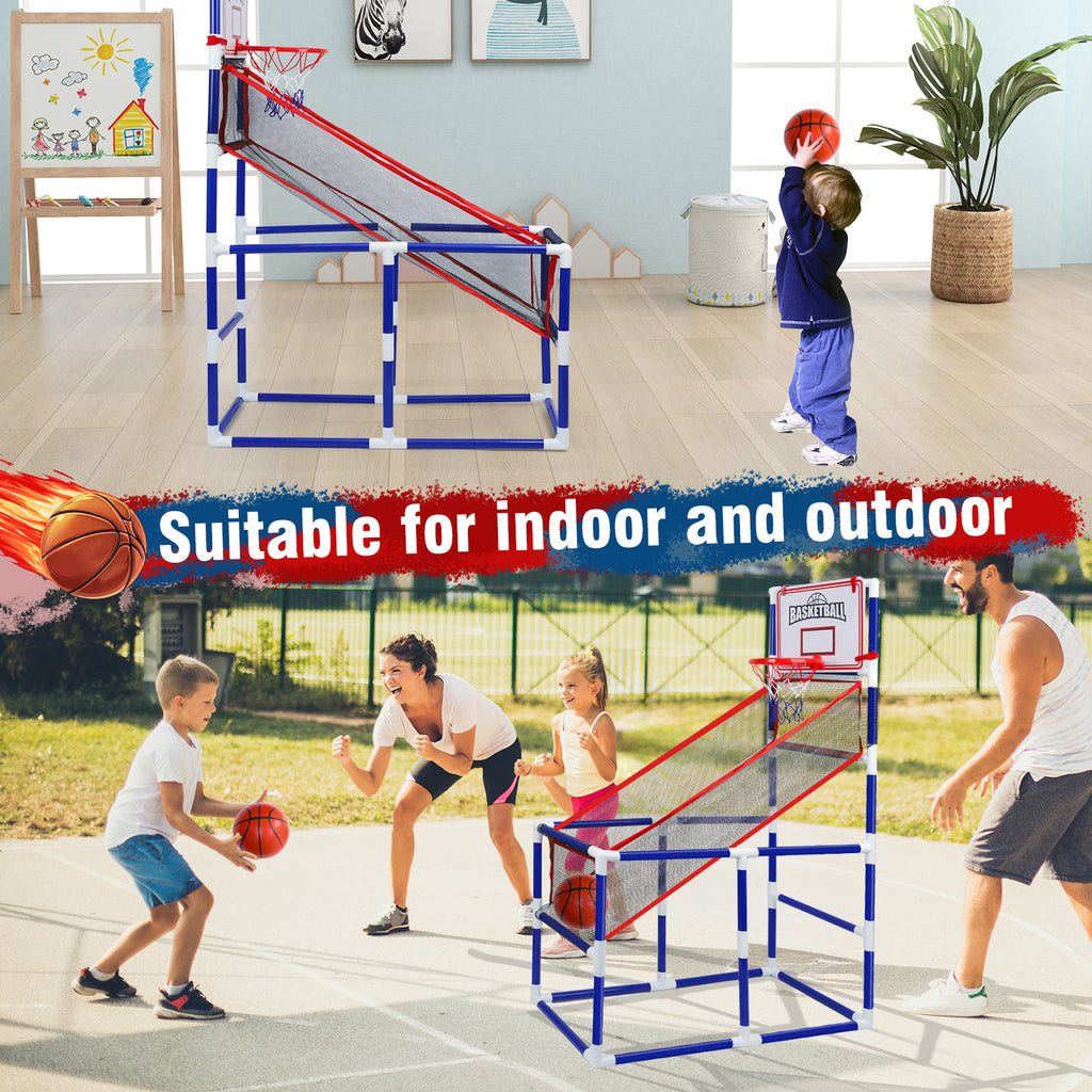 Basketball Game Set with 2 Balls for Kids,Adjustable Toy Game Sport with Storage for 3 to 6 Years Old, Kids Basketball Hoop Suited for Outdoor and Indoor
