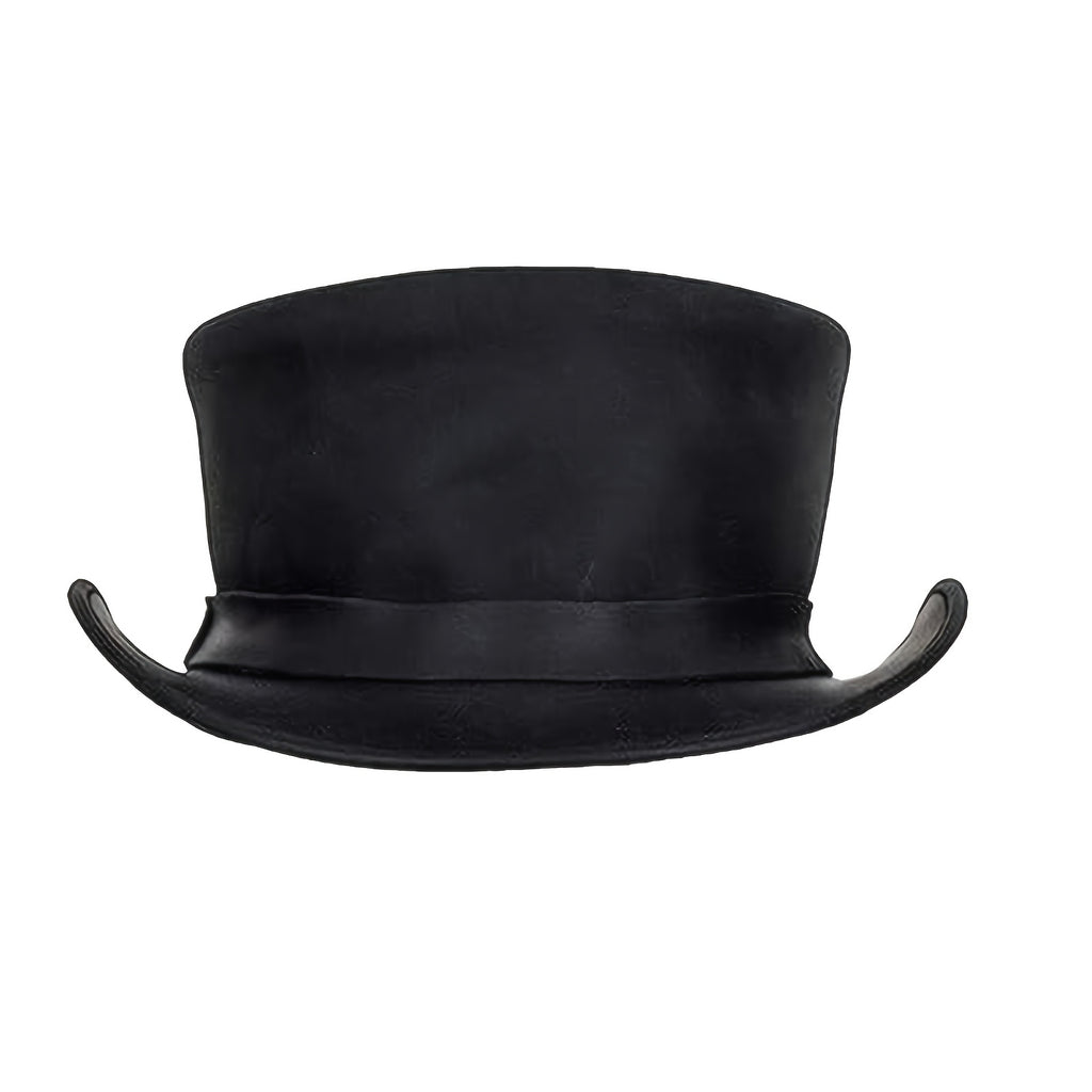 Genuine Leather Top Hat Fashion Gentleman Hat Black Deadman Top Hat for Men Women, Halloween Costume Topper Steampunk Hat, Shapeable Wide Brim, Lightweight Top-Grain Genuine Leather, High Quality &, Handcrafted Headwear, for Festival Unisex Outdoor