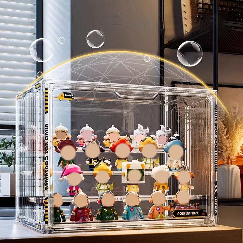 4 Tiers/ 3 Tiers Clear Display Case for Figures with 3/ 2 Adjustable Dividers, Acrylic Storage Organizers Box with Magnetic Door, Dust-Proof Showcase for Collectibles Action Figure