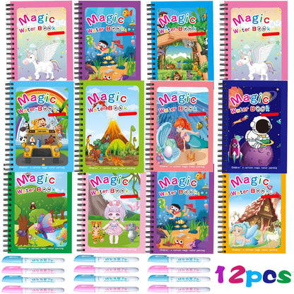 Set of 12 Water Coloring Books, Water Doodle Toys, Reusable Painting Books for Young Children, Educational Gift Kits, Perfect for Easter Baskets And Fidget Toys for Kids
