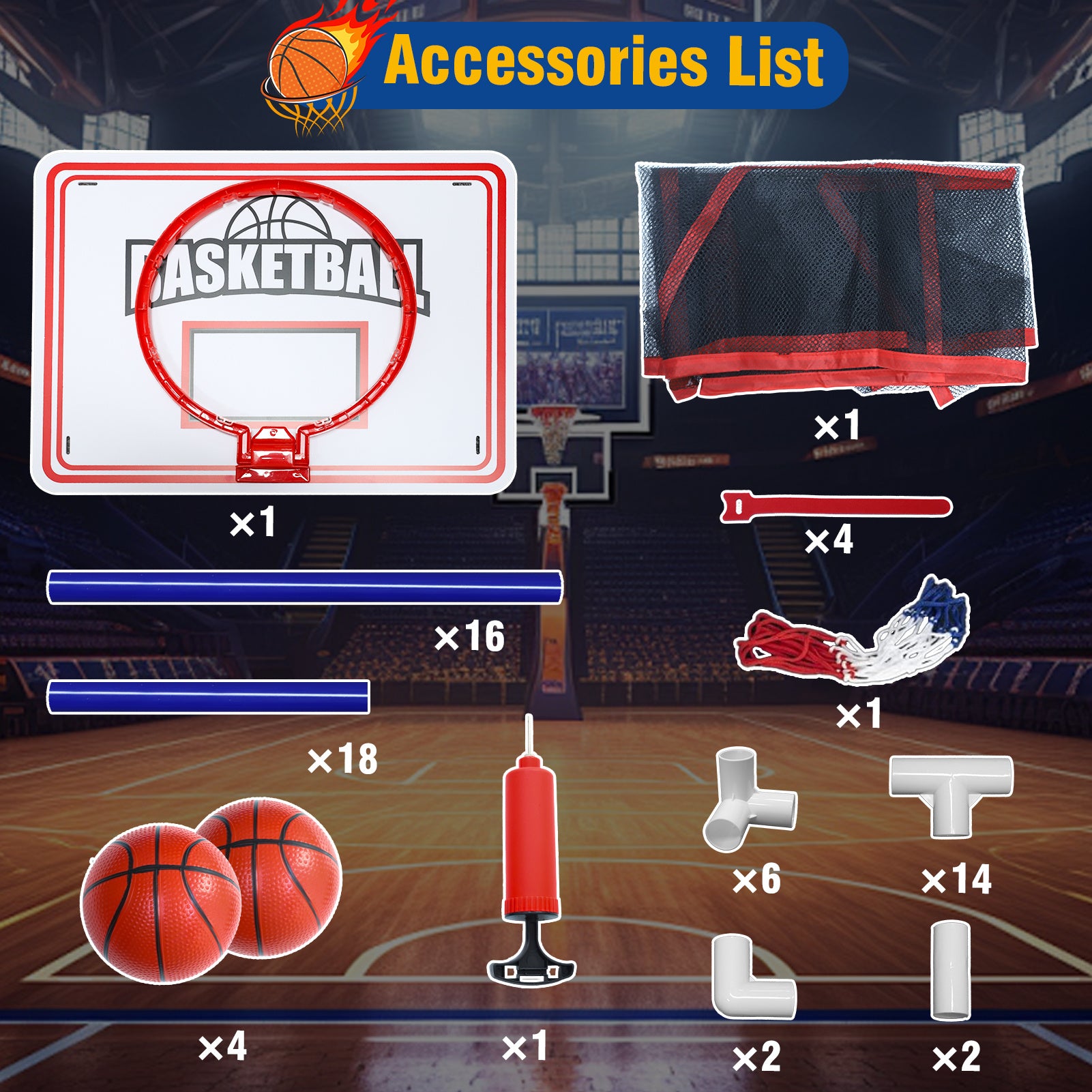 Basketball Game Set with 2 Balls for Kids,Adjustable Toy Game Sport with Storage for 3 to 6 Years Old, Kids Basketball Hoop Suited for Outdoor and Indoor