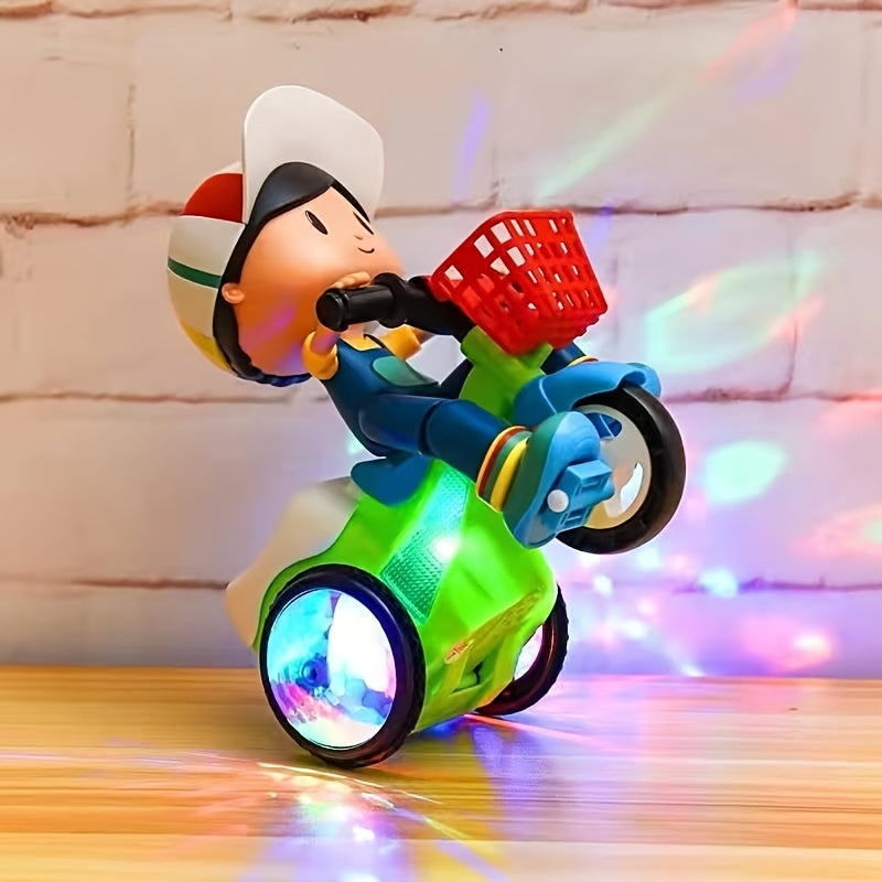 Toddler Electric Tricycle Toy Motorcycle with 360° Rotation, Luminous Lights & Push-Power/ Operation - Green/Red/Pink/Purple Kids Ride-On Car, Stunt Vehicle for Olds (, Low Voltage) - Birthday/Christmas