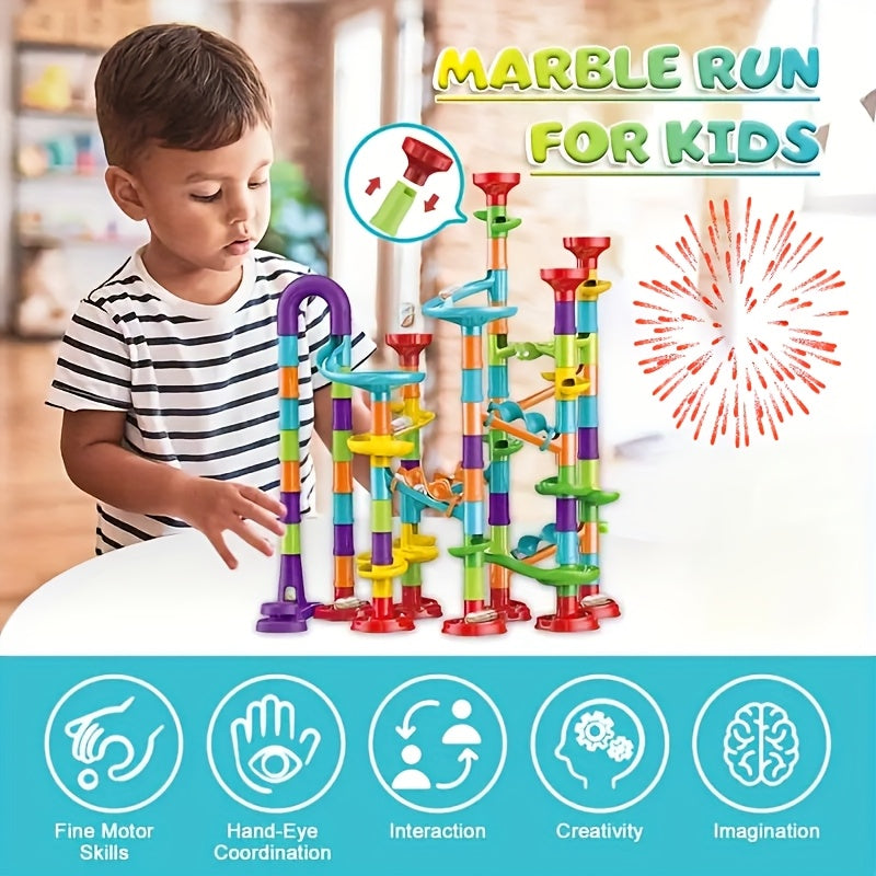 142/197pcs Marble Race Track Toys, Marble Run Set, Construction Building Blocks Game for Kids Birthday STEM Gifts, And Early Cognition, Hand Exercise, Parent-child Interaction, for Christmas Gifts, Best Gift for Holidays, Halloween, Christmas