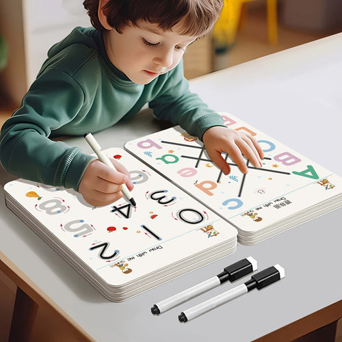 128 Pages - Pen Control Training, Magic Practice Copybook Set, Number And Letter Writing Practice - Reusable Pen Control Practice Copybook