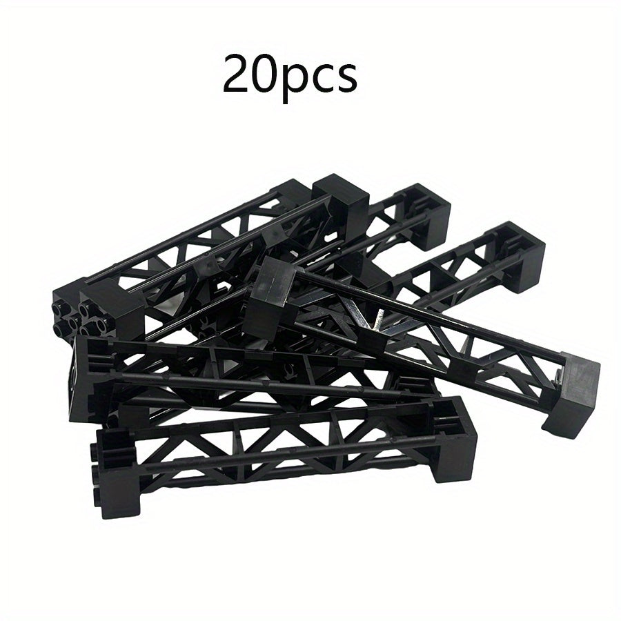 20pcs Black Building Blocks Compatible for 58827 & 95347 Train Car Pillar Supports, Girder Bricks, Military Toys with 2x2x10, Rod Blocks Suitable for City Models, Tabletop Games, for Schooling