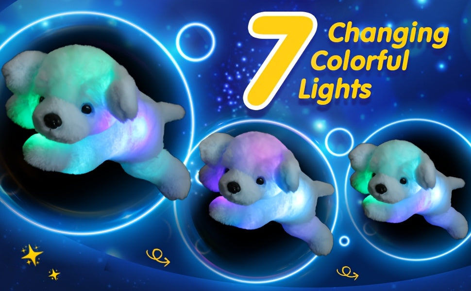 Glowing Music Blue Puppy Plush Toy, Cute And Soft Stuffed Animal Doll, Birthday Gifts, Halloween Christmas Gift, Children's Soft Plush Doll, Interior Decoration Ornament Plush Toy