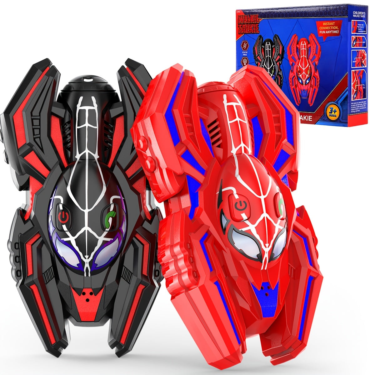 Spider Walkie Talkies for Kids, Walkie Talkies Toys for Boys Girls Year Old, Camping Gear Outdoor Hiking Newsletter, Long Distance Wireless Telephone Receiver for 3-5 4-8 Year Old Kid