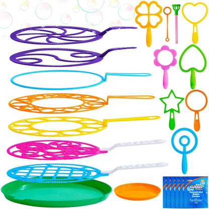 18pcs Giant Bubble Wands Set Bulk, Large Bubble Maker with Tray & Solution, Summer Outdoor Kids Toys, Perfect for Easter Party Favors, Birthday Gifts & Outdoor Game Activities