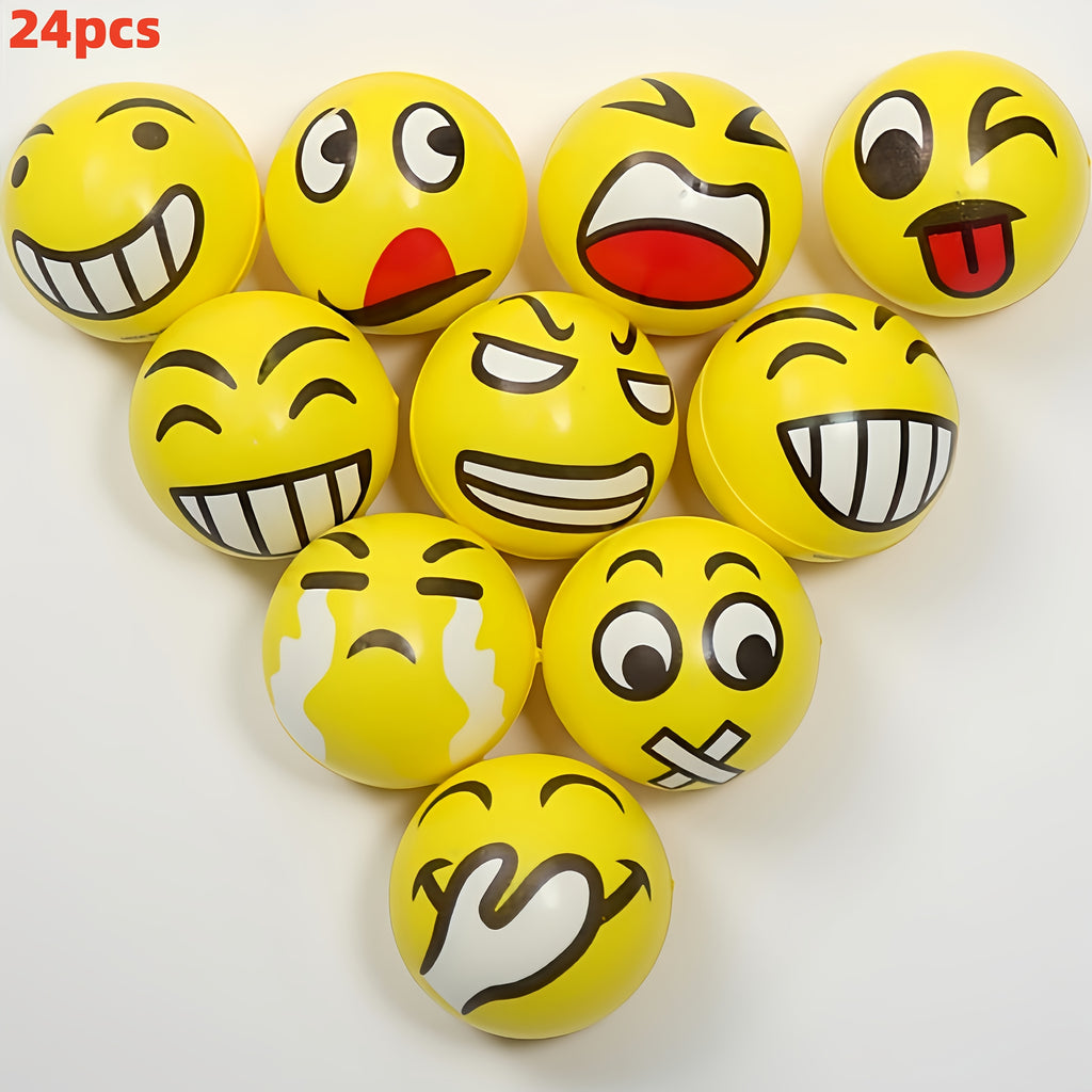 [Stress Relief Toys] 24pcs Mini Squeeze Balls With Random Facial Expression Designs Novelty Stress Relief Toys Fun And Wacky Hand Pressed Popping Toys Ideal For School Carnival Prizes Student Rewards Party Favors And Holiday Giveaways