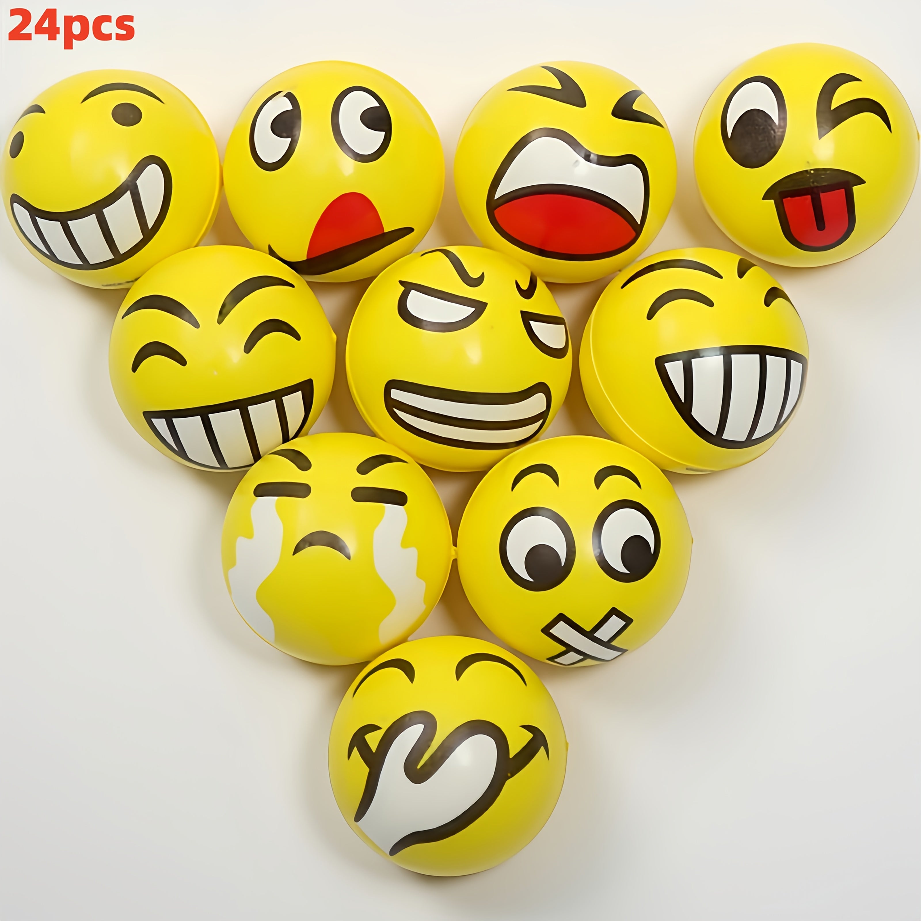 [Stress Relief Toys] 24pcs Mini Squeeze Balls With Random Facial Expression Designs Novelty Stress Relief Toys Fun And Wacky Hand Pressed Popping Toys Ideal For School Carnival Prizes Student Rewards Party Favors And Holiday Giveaways