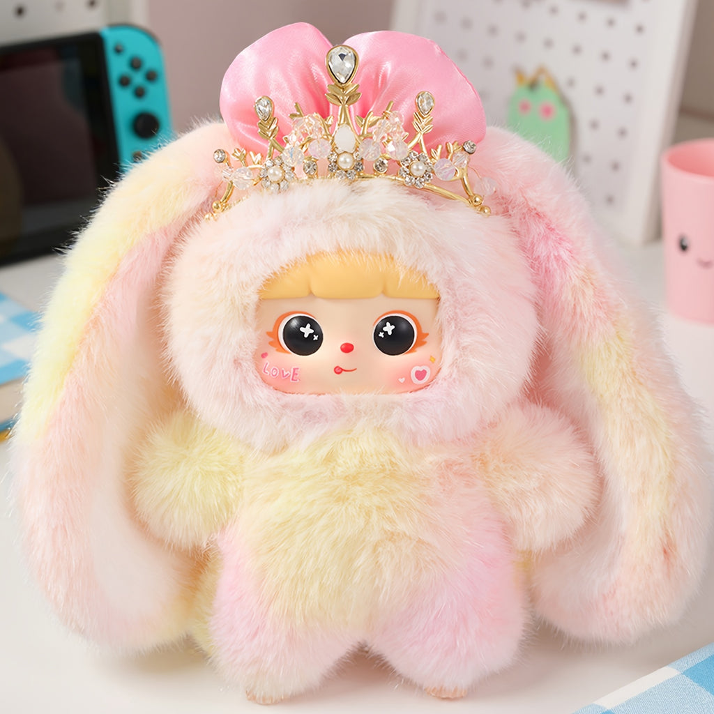 1pc Cute Rabbit Plush Toy With Detachable Face, Suitable For Collection, Christmas, Valentine'S Day, Birthday Gift, Holiday Gift