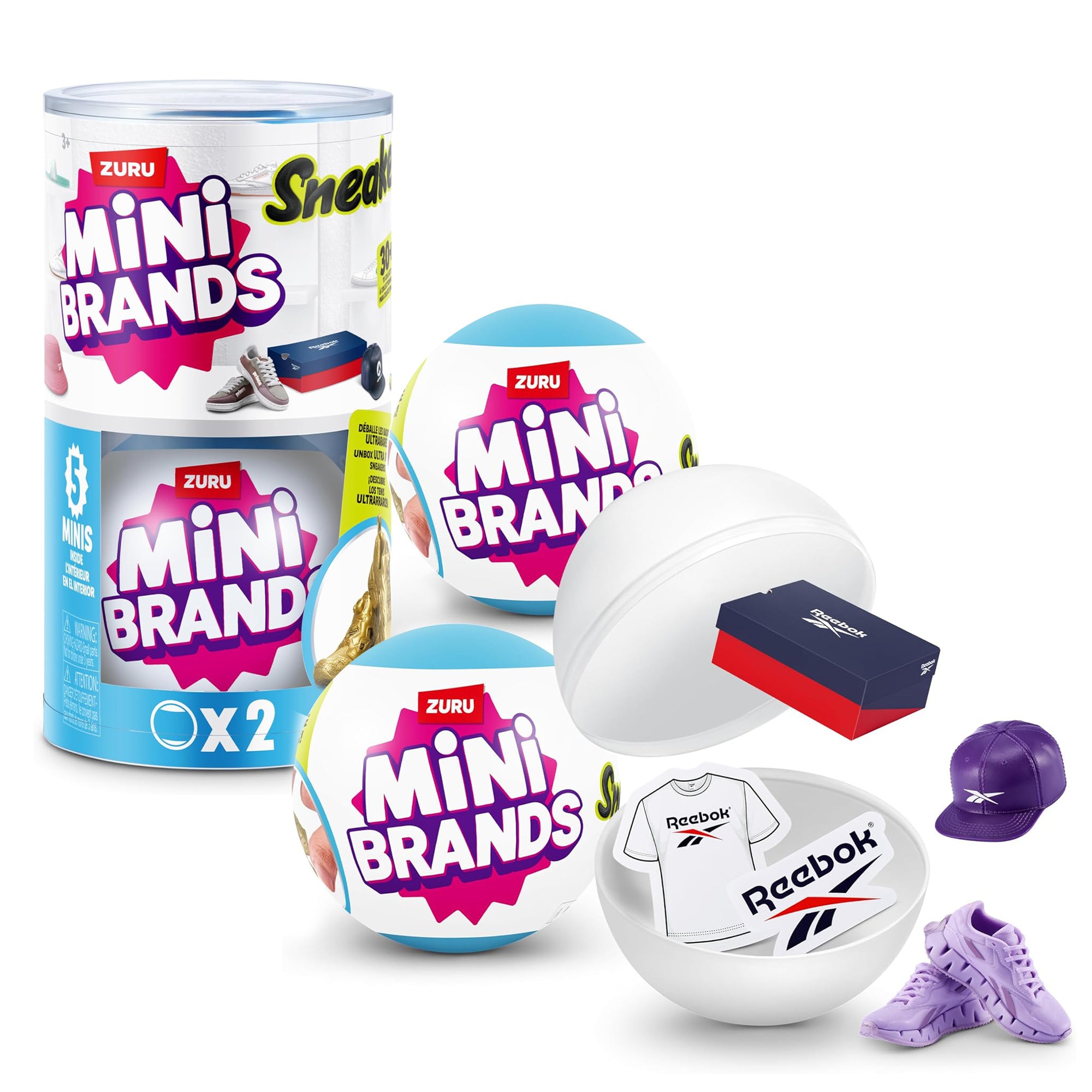 2 pcs - ZURU Series 1 Mini Brands Sneakers, 5 Mystery Miniature Brands Accessories, Collectible Mystery Capsule for Teens, Adults and Collectors