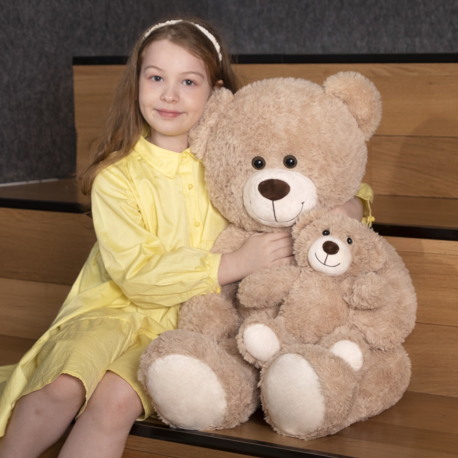 Giant Teddy Bear Stuffed Animal, Large Teddy Bear Mommy with Baby, Big Teddy Bear Stuffed Bear for Kids, Girlfriend On Mother's Day, Valentine, Christmas, Baby Shower, Light Brown