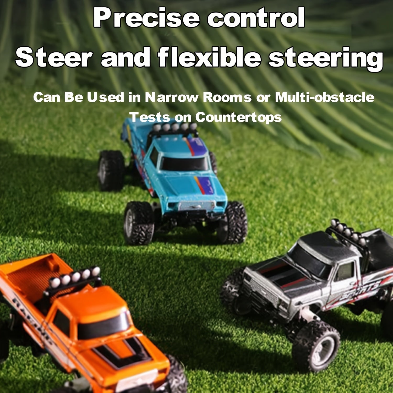 Mini RC Truck, 1:64 Scale Monster Truck Car with Lights, 2.4Ghz, Mini Alloy Monster Truck RC, Speed/Steering Adjustable