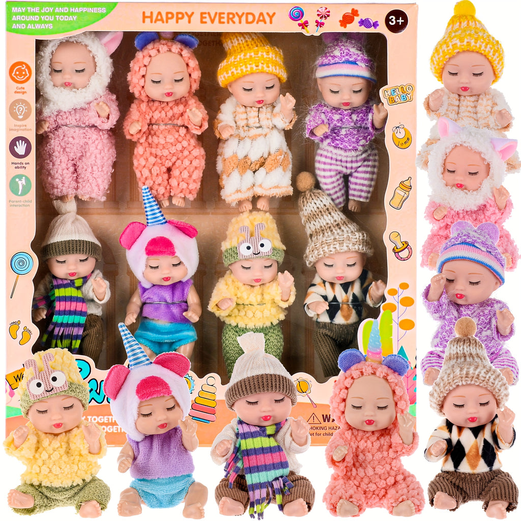 [Christmas Gift] 8 Pack Mini Baby Dolls - 4 Inch Lifelike Baby Dolls for Girls, New Year's Gift, Christmas Gift for Girls 3-6, 6-12