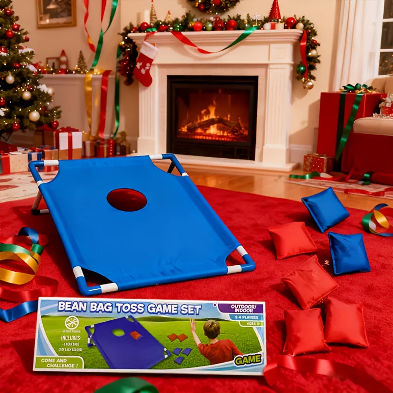 [Portable Beanbag Game] 1 Portable Beanbag Throwing Game Kit - Foldable, Durable, And Portable, Perfect for Outdoor Parties, Camping, And Backyard Fun - Available in Red And Blue Upgraded Versions, Includes 1 Hole Board And 12 Beanbags, Red And Blue Two-T