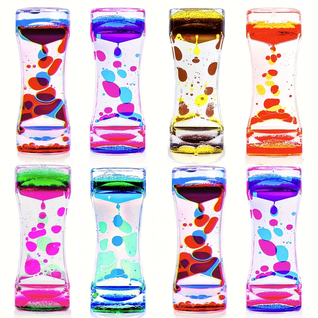 [Colorful Hourglass Bubbler] Liquid Kids Toys Motion Bubbler Timer Pack Of 6/12 Colorful Hourglass Liquid Bubbler Sensory Toy Anxiety Toys Children Activity Calm Relaxing For Kids Teenager Adults Local Warehouse