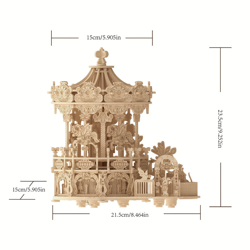 Intricate 3D Wooden Puzzles Featuring a Musical Carousel, Perfect As Display Gifts for Teenagers, Men, Women, And Families During The Christmas Season