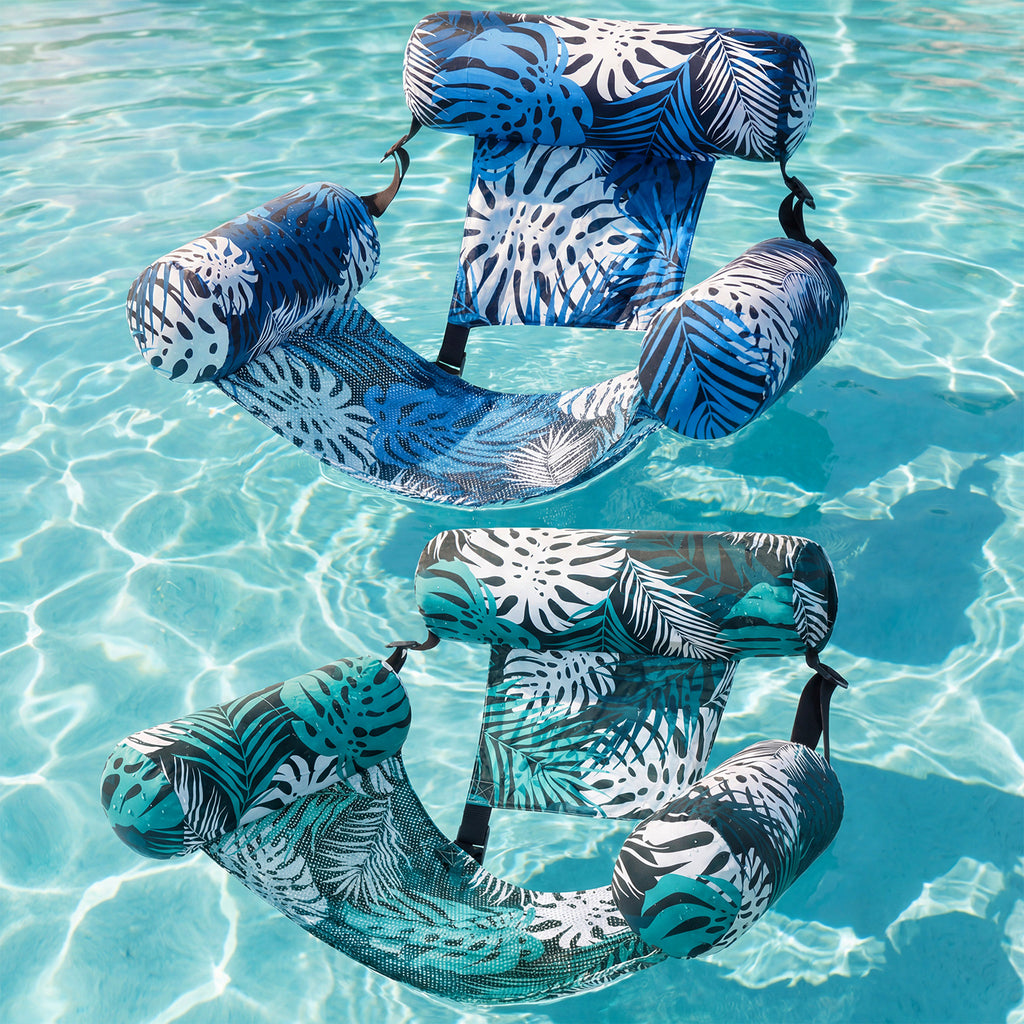 SYNCFUN 1/2 Pack Leaf Design Floating Lounger - Inflatable Pool Chair For Adults, Portable Summer Float For Beach, Lake & Pool Parties