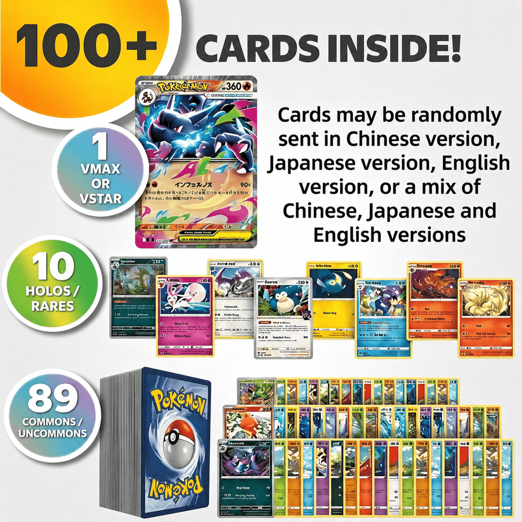 POKEMON Deluxe Rare Pokemon Card Bundle, Over 100 Authentic TCG Cards, 1X Confirmed Ultra/Double Rare Pull, 10X Holo Rare & Reverse Holo Cards Included, Great Gift Set for Fans