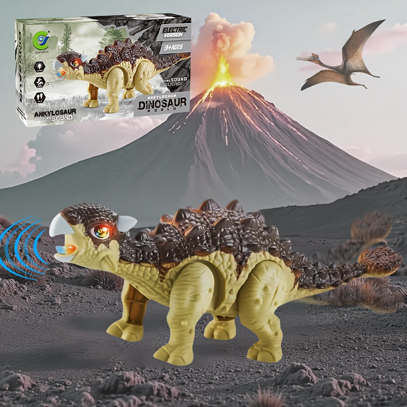 Automatic Walking Ankylosaurus Dinosaur Robot with Glowing Lights And Roaring - Interactive Mobile Dinosaurs, Birthday/christmas Gift for Boys And Girls Aged 3-12, Ankylosaurus Dinosaur Companion Toys