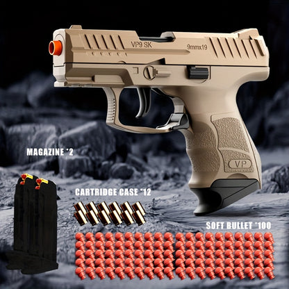 VP9 New Toy Gun Soft Bullet Gun Pistol Shell Throwing Continuous [Upgraded Version Of Continuous], Toy Foam Shockwave, Outdoor Sports Shooting Games
