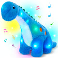 Musical Glowing Blue Dinosaur Plush Toy, Glow In The Dark Stuffed Animal, Mother's Day Gifts, Cute Soft Children's Playing Doll, Dinosaur Theme Birthday Gift Plush Toy for Kids Friends