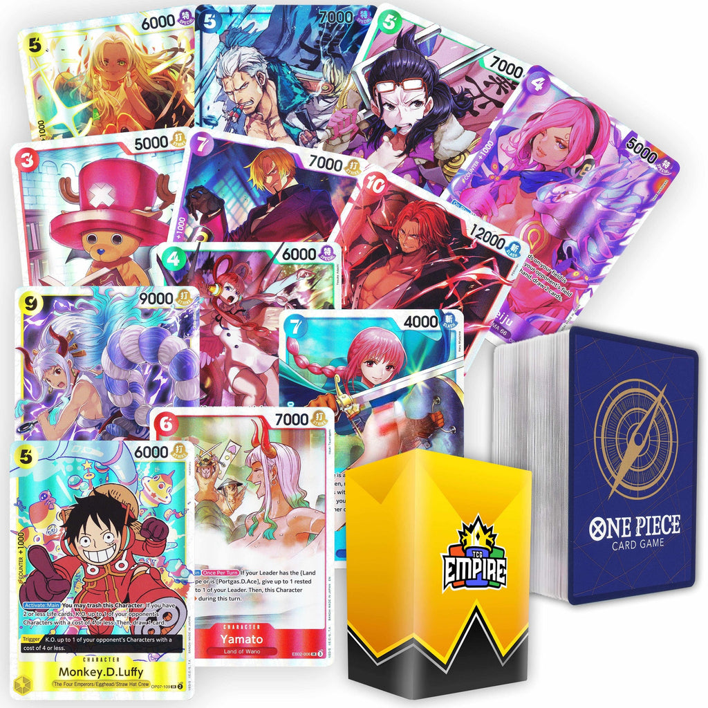 One Piece Card Game Treasure Bundle! | 1x Super Rare Guaranteed! | 10 Holos or Rares + 60 Commons & Uncommons | 70+ Cards! | Perfect Giftable for Players, Collectors & Anime Fans!