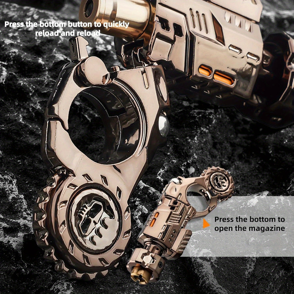 Metal Fidget Gun for Adults, with Reusable Shells*3/Bullets*20, Alloy Material Decompression EDC Fidget Spinner, Cool Relax Spinner Ring for Finger, Best Steel Mini Toy Gift for Men