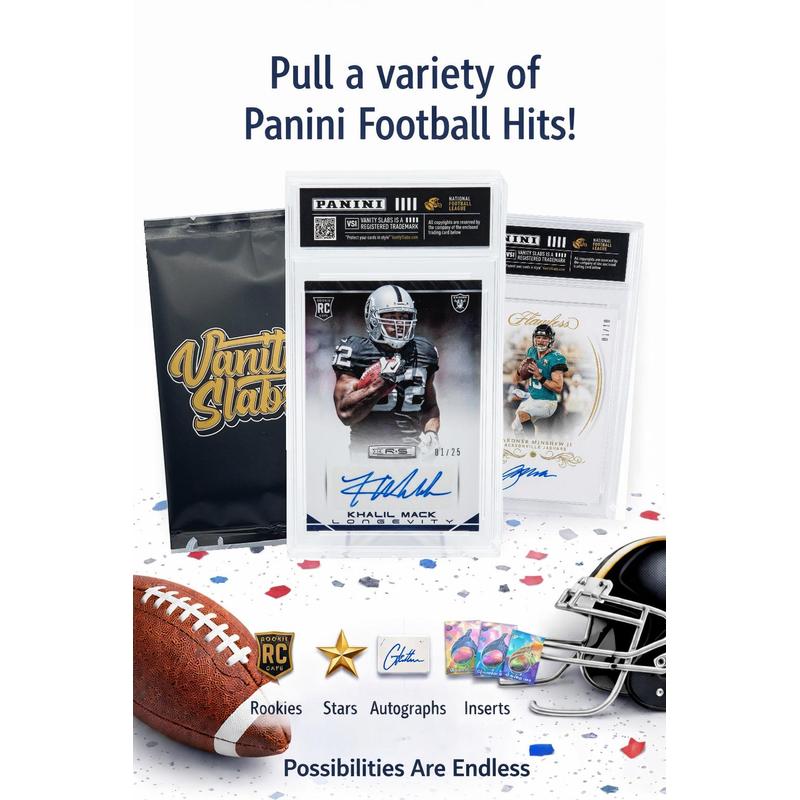Panini Football Mystery Hit Slab – Slabbed Football Card in Premium Display Case | Rookies, Stars, Autographs or Inserts Guaranteed! | Perfect Gift for Kids & Collectors