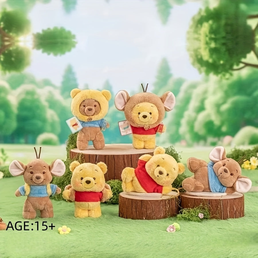 Random 1pc MINISO Disney Winnie The Pooh & Friends Series Figure Ornament. Contains Collectible Figures Of Winnie The Pooh, Tigger, Eeyore, Kanga And Roo with Classic Styled Outfits. Adorable Dolls, Ideal Gifts for All Occasions.