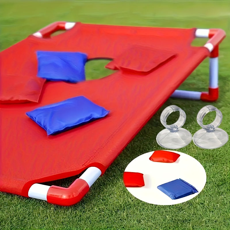 [Portable Beanbag Game] 1 Portable Beanbag Throwing Game Kit - Foldable, Durable, And Portable, Perfect for Outdoor Parties, Camping, And Backyard Fun - Available in Red And Blue Upgraded Versions, Includes 1 Hole Board And 12 Beanbags, Red And Blue Two-T