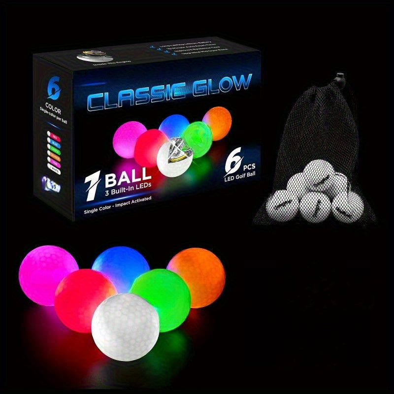 THIODOON Upgraded Glow-in-The-Dark Golf Balls - Ultra-Bright LED Golf Balls with Mesh Bag - Fun Night Golf Gift for Men & Women - Perfect for Teens & Beginners!