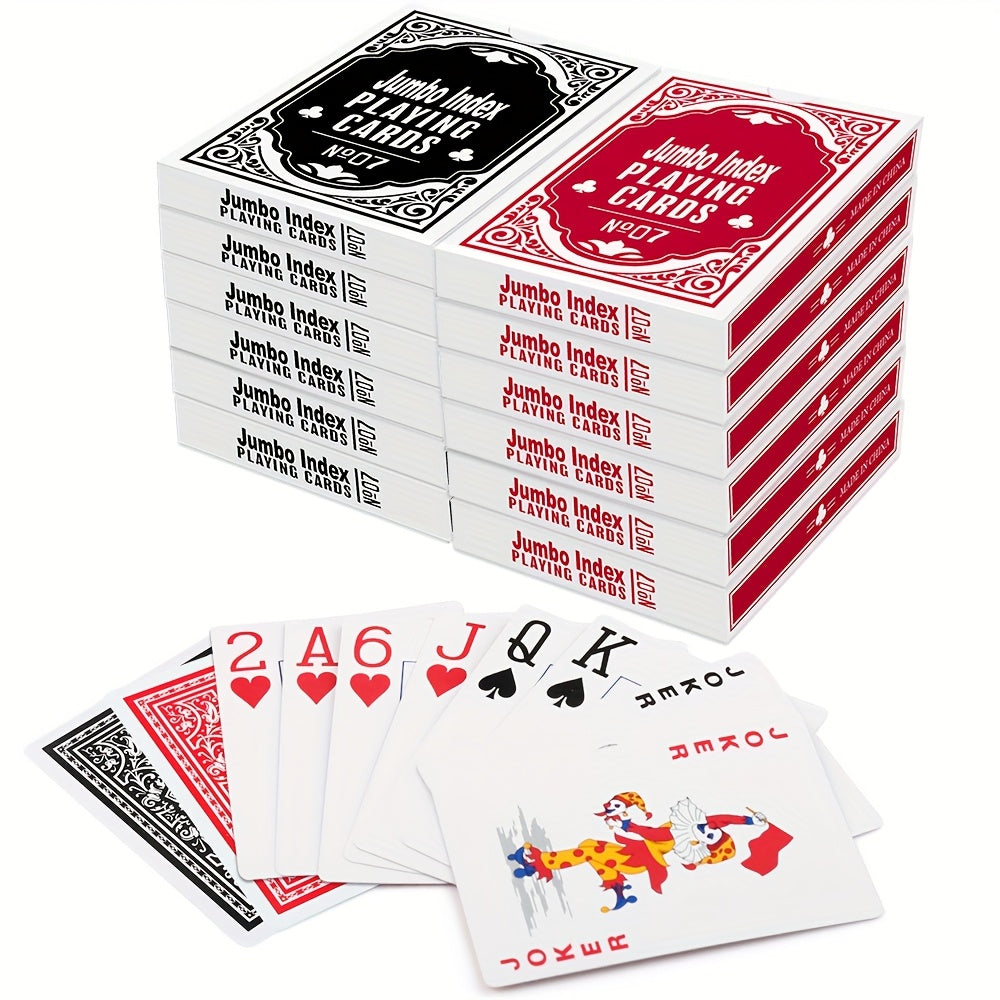 Playing Cards, Large Print, 12 Decks Of Cards (6 Black 6 Red), Jumbo Index, Poker Size, for Texas Hold'em, Blackjack, Euchre Cards Games, Christmas Party Games