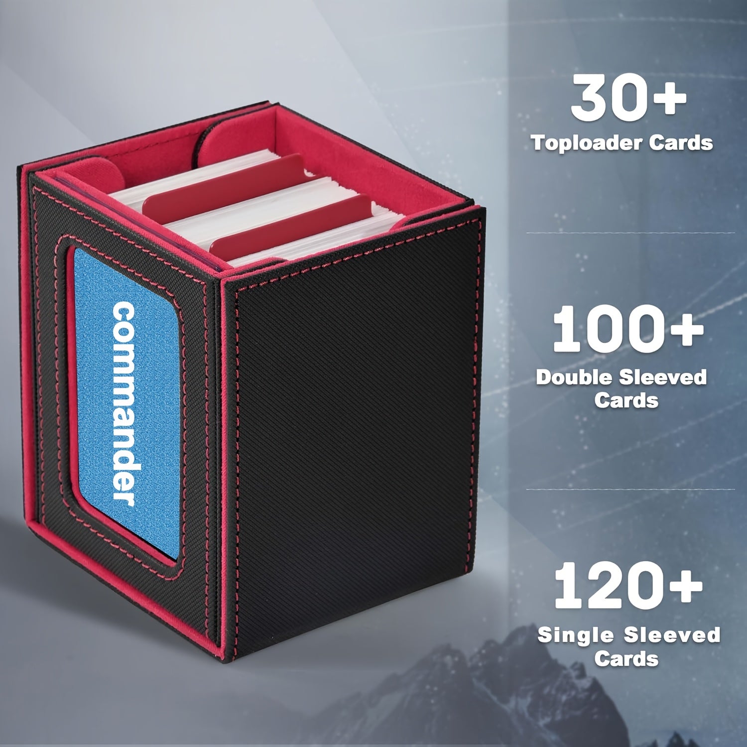 Storage Box for Trading Cards Featuring a Commander Window Display, Capable of Holding 100 Double-Sleeved Cards, Ideal for TCG, CCG, PTCG, EDH, And Sports Cards