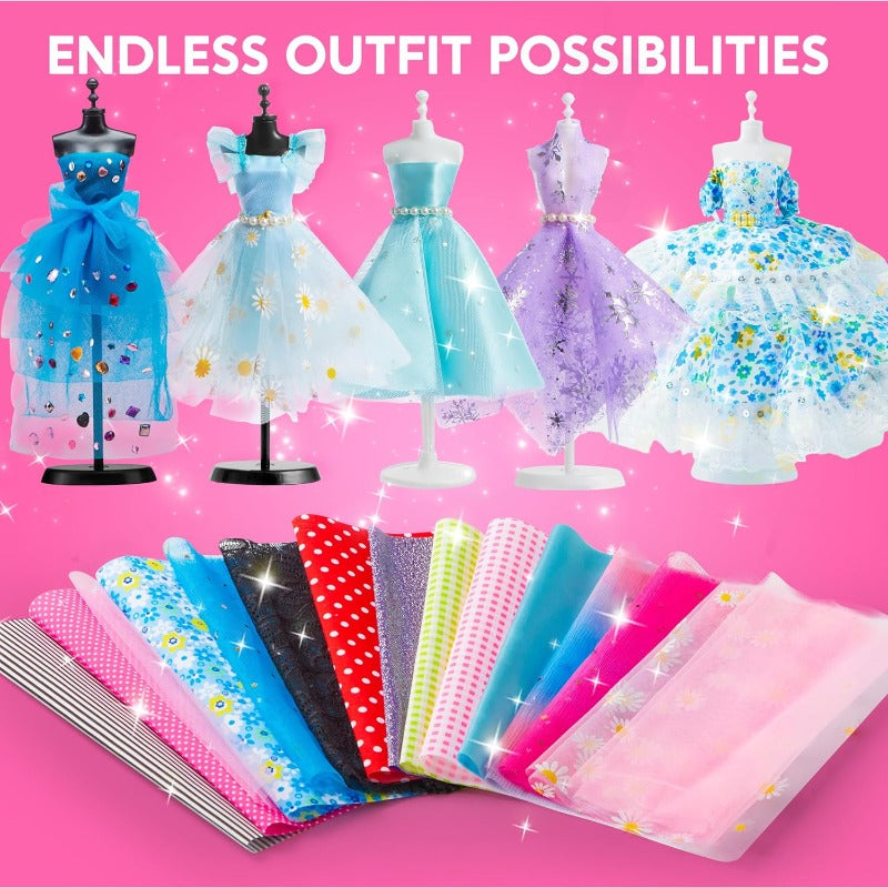 400PCS Fashion Design Crafts for Kids Art and Crafts Toy DIY Sewing Crafts with 3 Mannequins for Girls Aged 8-12, Birthday Presents