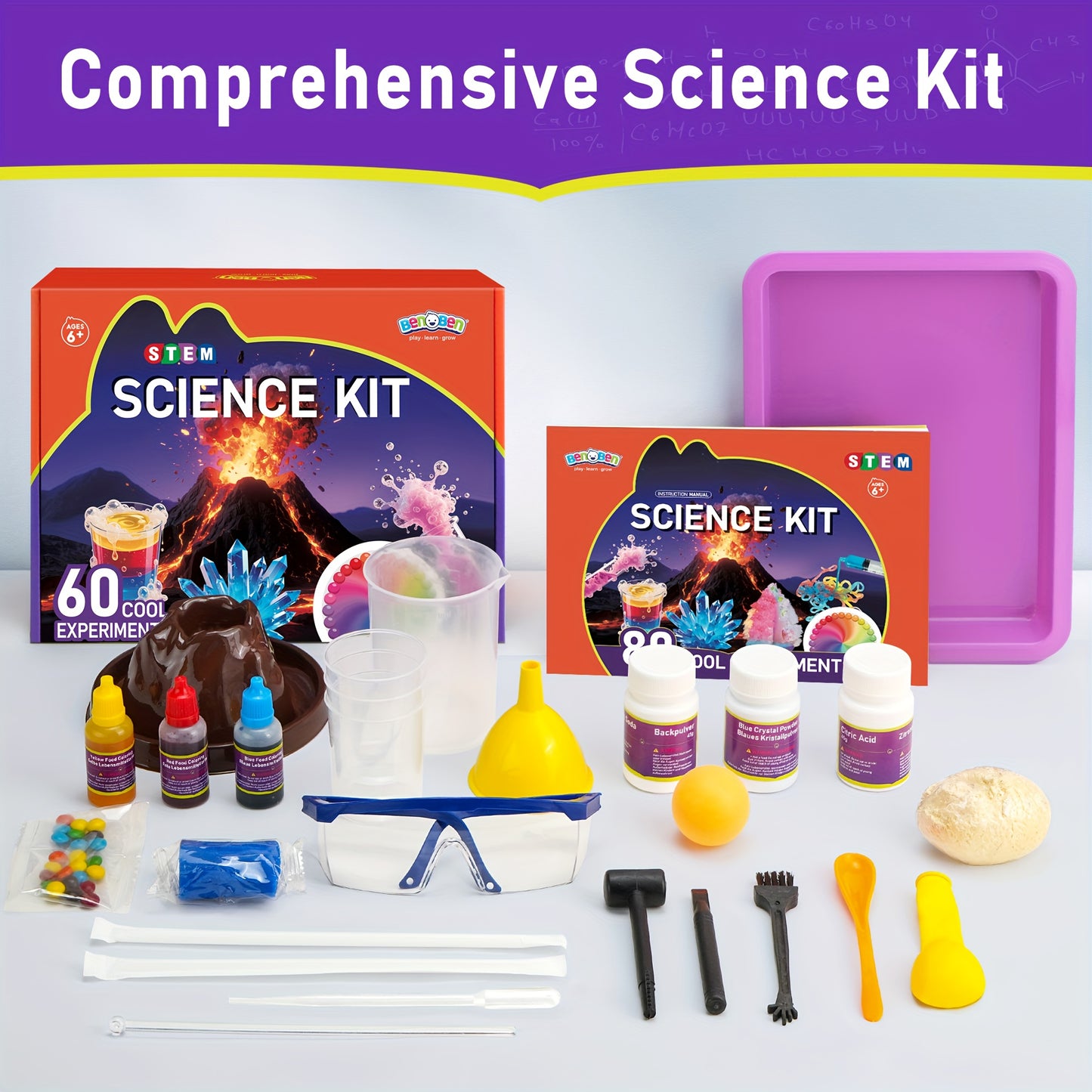 [Birthday Christmas Gifts] 60/80/105 Lab Experiments, Wonder Science Kit, Experiments Educational Toy for Kids, Growing Crystal, Explore Chemistry Reactions & STEM Lab Activities, Birthday Christmas Gifts for Boys And Girls Children Ages 6-12