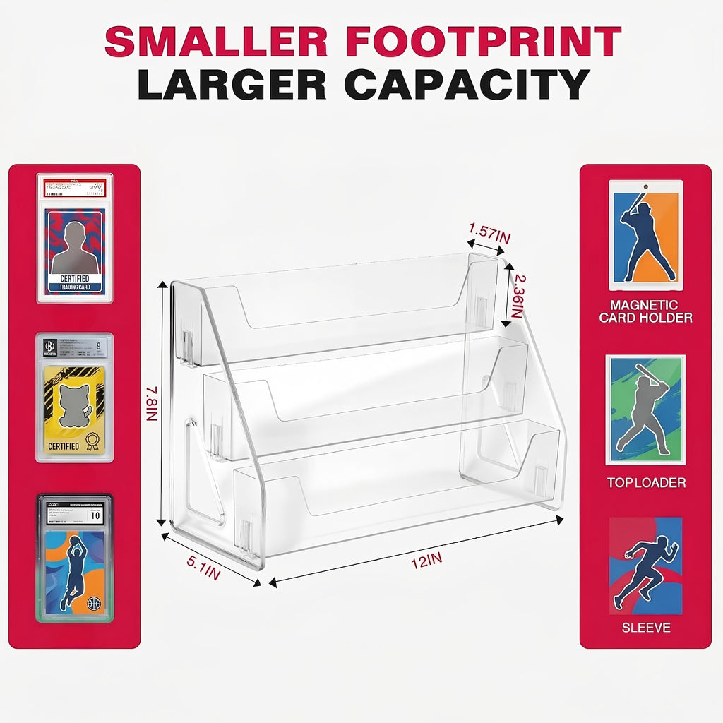 3/5-Tier Vertical Collectible Card Display Stand Compatible for PSA BGS SGC Graded Cards, Snap-in Assembly Suitable for Baseball & Basketball Trading Card Showcase, Desktop Holder for PSA/BGS/SGC Card Display