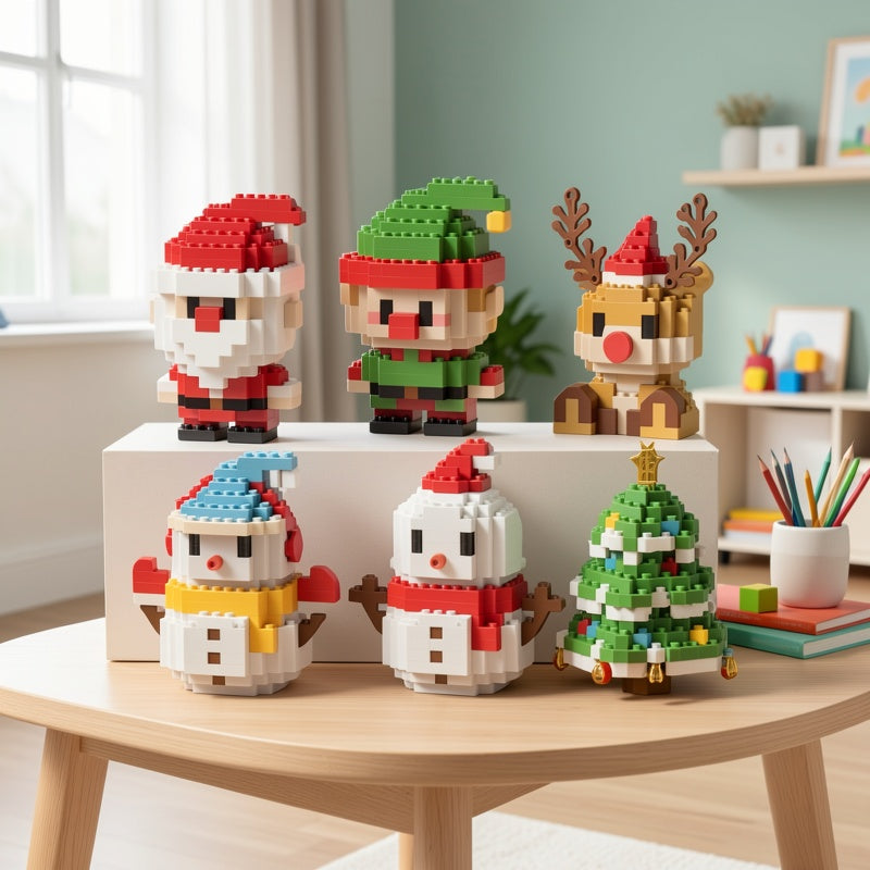 Christmas Series Small Assembly Insert Building Blocks Santa Claus Toys - for Children - Holiday Surprise Gift - Suitable for Christmas & Halloween - Perfect Gift for Boys & Girls