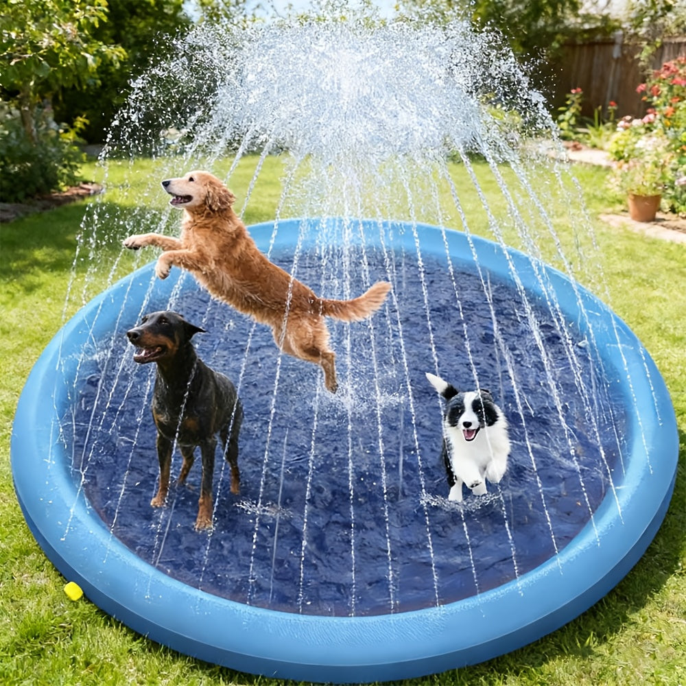 Extra Thick Splash Pad for Large Dogs, 0.6Mm Non-Slip Durable Dog Sprinkler Pool & Cooling Mat, Heavy Duty Summer Outdoor Water Play Fountain for Jumbo Breeds