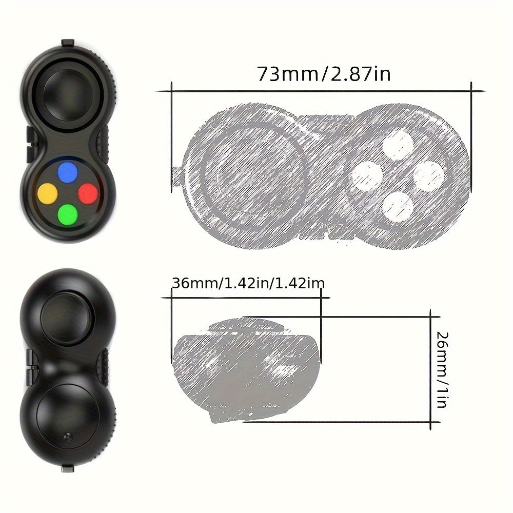 3pcs Retro Classic Handheld Fidget Controllers - Vibrant & Fun Relax Toys with 8 Fidgeting Options, Clickable Buttons, Game Joystick, and Massage Roller in Assorted Colors