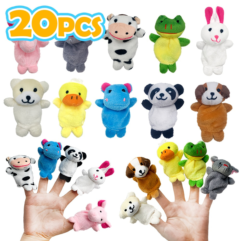 1 Set Soft Plush Animal Finger Puppets with Expressive Eyes, Nose & Mouth - Multi-Color Options (Pink, Blue, Grey, White, Yellow, Green, Red, Black, Beige) - Mini Plush Figures with Fluffy Ears & Posable Arms for Kids Puppet Shows, Birthday Party Favors,