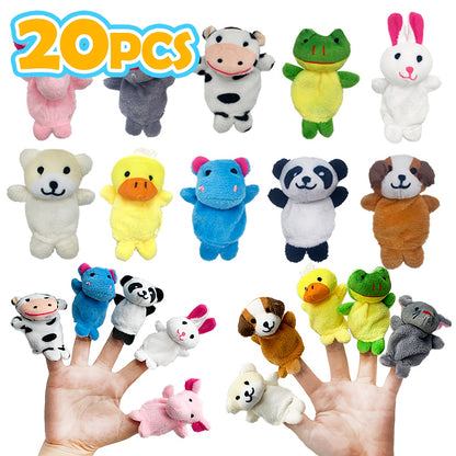 1 Set Soft Plush Animal Finger Puppets with Expressive Eyes, Nose & Mouth - Multi-Color Options (Pink, Blue, Grey, White, Yellow, Green, Red, Black, Beige) - Mini Plush Figures with Fluffy Ears & Posable Arms for Kids Puppet Shows, Birthday Party Favors,