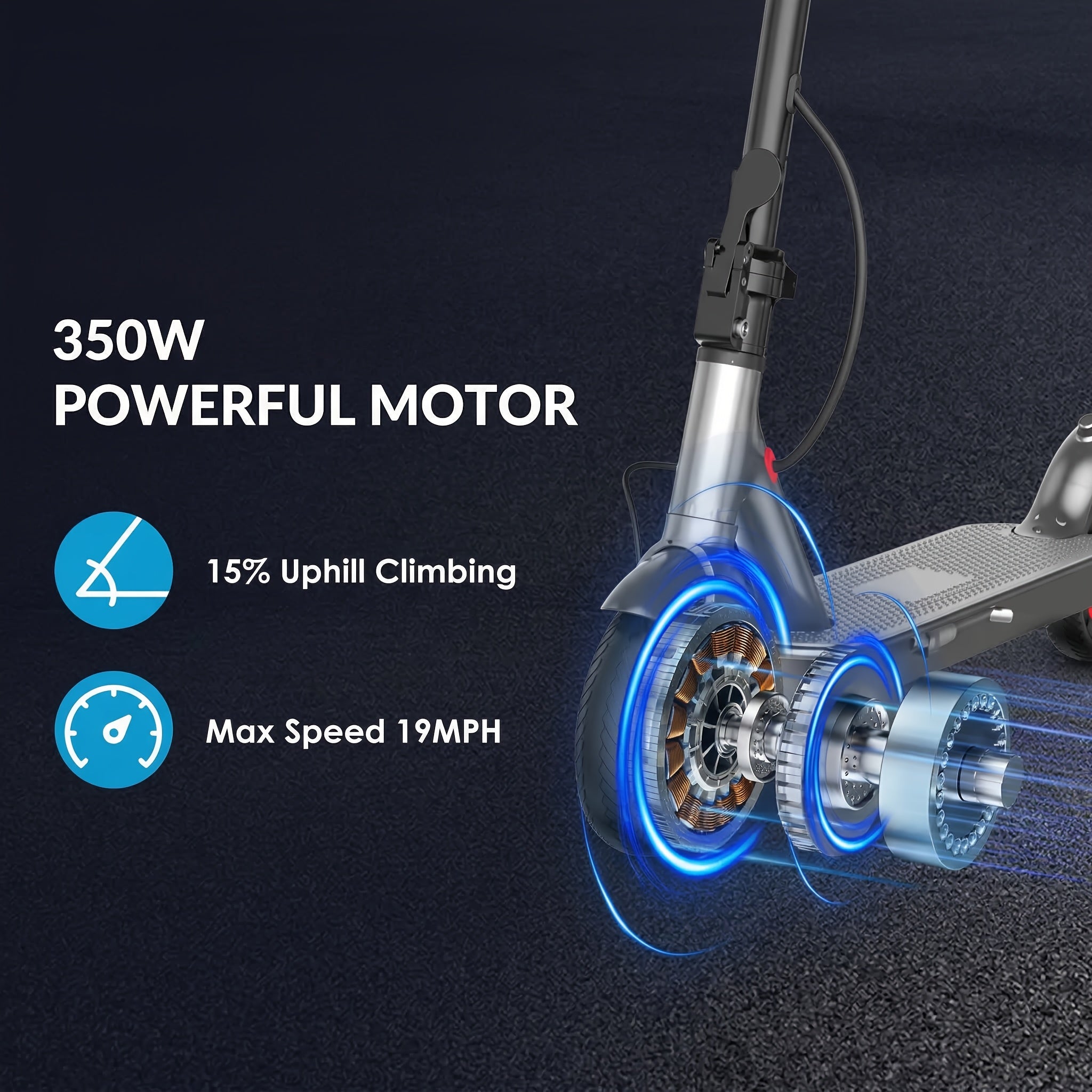 [Foldable Electric Scooter] Long-Range Adult Electric Scooter with a Powerful 350W Motor, Top Speed of 19 Mph, Up to 21 Miles of Range, 8.5-Inch Solid Tires, Foldable Commuter Electric Scooter with APP Control, Dual-Brake System, LED Lights, And Portable