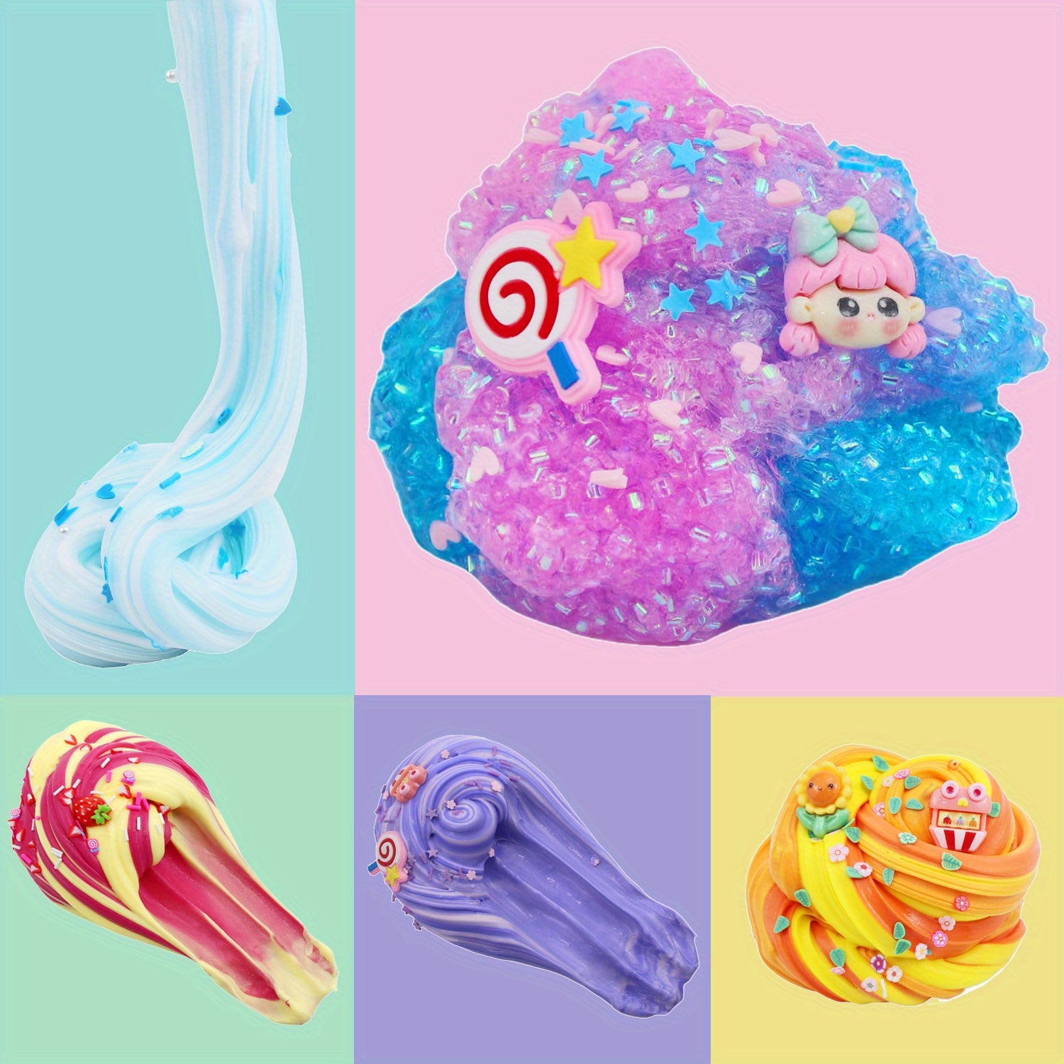 [Slime Kit Party Toys] 12 Cups Mixed Mud Bull Glue Set Slime Kit Slime, Fruit Color Mud Set Soft Production Kit, Suitable Girls And Boys Party Toys