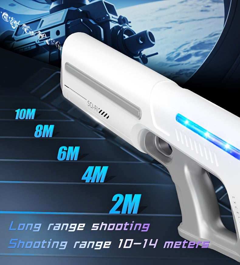 Auto-filling Electric Water Gun, Pulse Jet Water Gun with LED Light Show, 40-foot Long-range Fast Shooting Water Gun, USB Rechargeable Large-capacity Water Gun, Suitable for Children and Adults, Adult Water Gun Is Suitable for Swimming Pool Beach