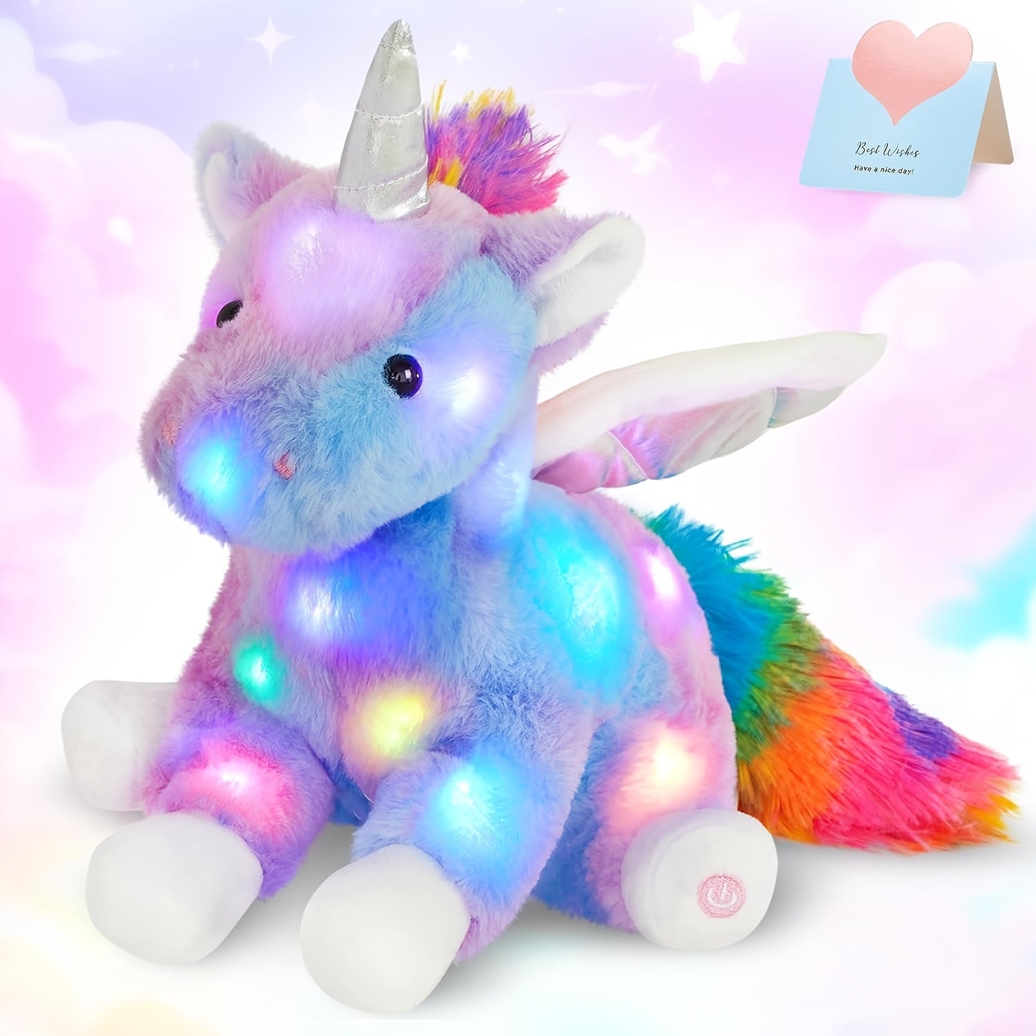 Musical Glowing Rainbow Unicorn Plush Toy, Happy Mother'S Day Gift, Perfect Playing Companion Doll, Glow in The Dark Stuffed Animal, Birthday Party Gift Toy for Kids, Holiday Favor Ornaments