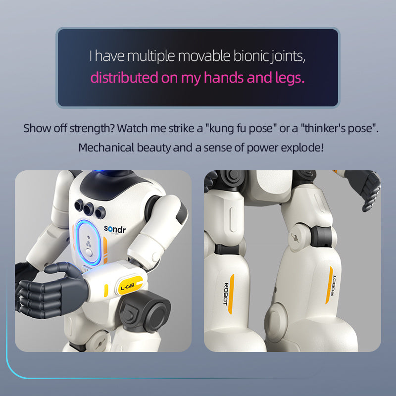 Advanced Humanoid Robot with Smart Remote, Pose-Controlled Joints, Gesture Sensors & Voice Recorder