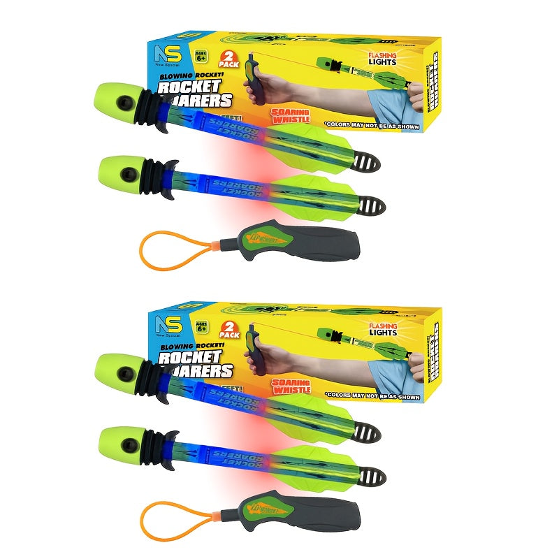 1/2Set LED Rocket Launcher, High-Flying Elastic Foam Rocket Launcher Toy for Kids - Soars Up to 250 Feet, Flashing LED Light in Flight, Slingshot Ejection Toy, Outdoor Fun Game in Night, Birthday Gifts for Kids