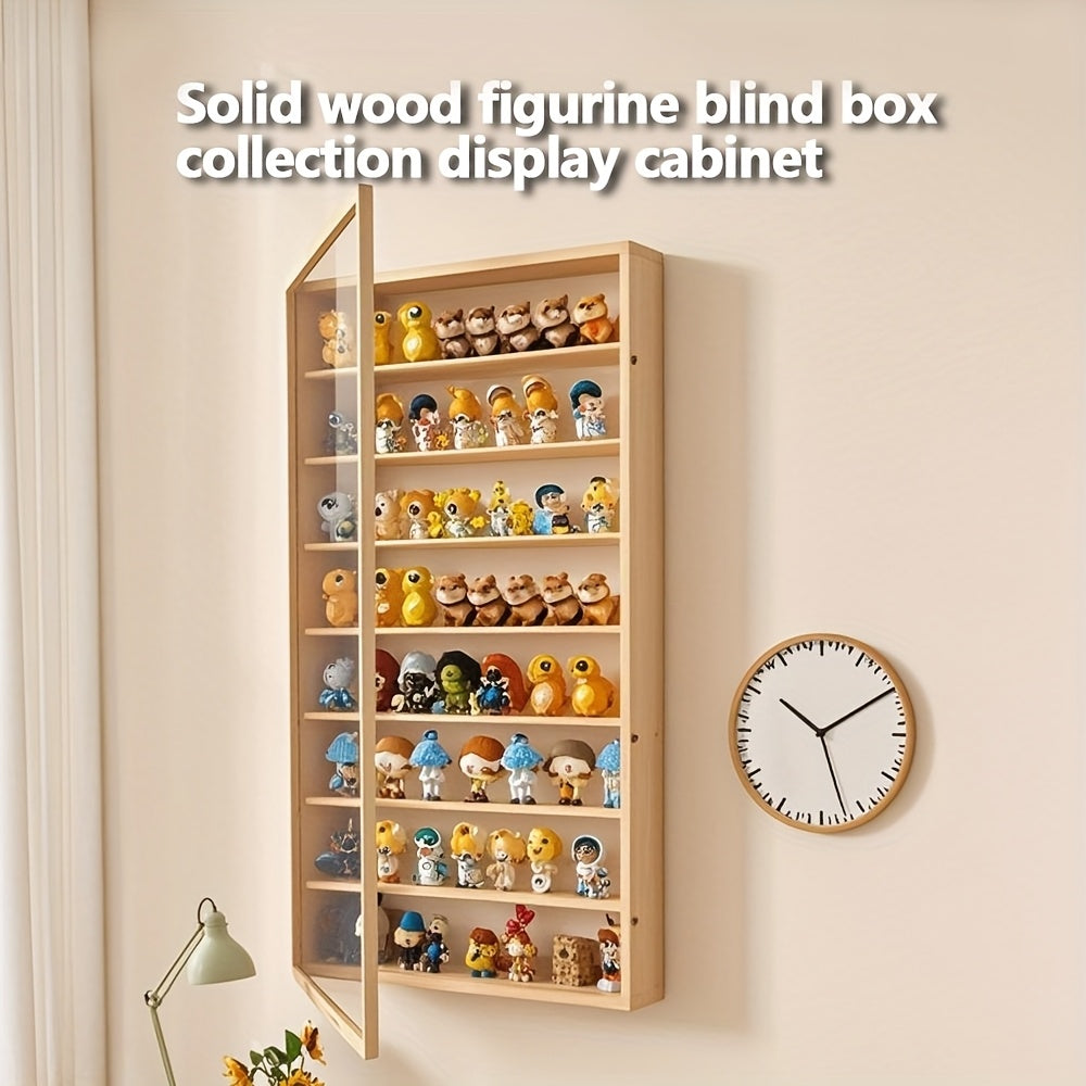 6-layer Simple Solid Wood Wall-mounted Figurine Collection Box, Floor-standing Or Wall-mounted, Transparent Storage And Display Cabinet, Acrylic Doll Display Box, Wall-mounted Shelf, Space-saving Design